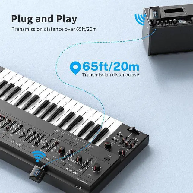Alt view image 5 of 7 - LEKATO 5.8GHz Guitar Wireless System with Charging Case, Audio Wireless Guitar System with 4 Signal Channels Rechargeable Wireless Guitar Transmitter Receiver for Electric Guitar Bass Instruments