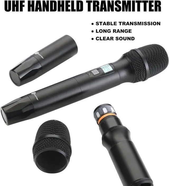 Alt view image 4 of 6 - EXOTON MU-4 Wireless Microphone System, 4 Channel UHF Cordless Handheld Mics Set - 10 Selectable Frequencies 500-598MHZ, Auto Scan & Memory Function, 300ft Range, Perfect for Events, Karaoke