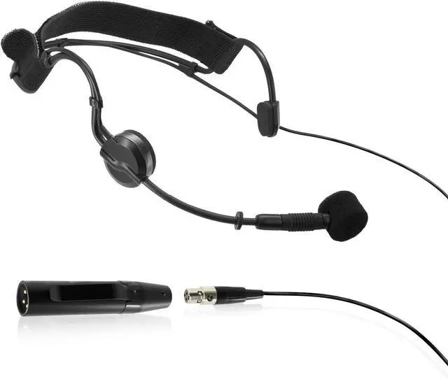 Main image of Professional Headworn Condenser Microphone with Mini 3 Pin XLR TA3F Plug, Flexible Gooseneck Boom, Noise-Cancelling Windscreen, 2M Cable for Speaking, Singing and Stage Performances