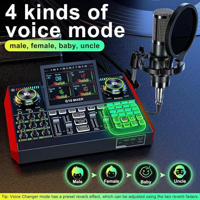 Alt view image 2 of 6 - G10 Audio mixer Podcast Equipment Bundle, Audio Interface with Cardioid Designer P15 Mic for Gamer and All-in-One DJ Mixer, Perfect for Live Streaming, Singing, YouTube, Gaming