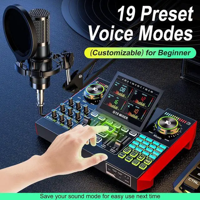 Alt view image 4 of 6 - G10 Audio mixer Podcast Equipment Bundle, Audio Interface with Cardioid Designer P15 Mic for Gamer and All-in-One DJ Mixer, Perfect for Live Streaming, Singing, YouTube, Gaming