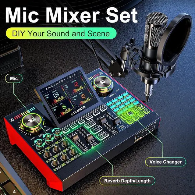 Alt view image 5 of 6 - G10 Audio mixer Podcast Equipment Bundle, Audio Interface with Cardioid Designer P15 Mic for Gamer and All-in-One DJ Mixer, Perfect for Live Streaming, Singing, YouTube, Gaming