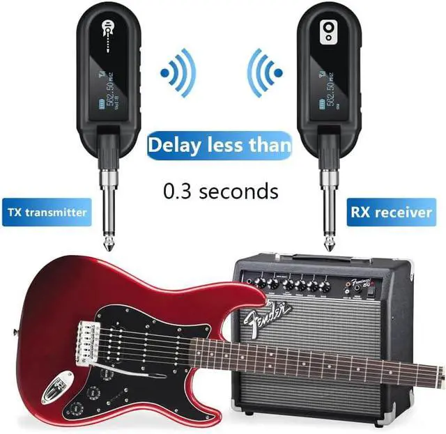 Alt view image 7 of 7 - YXG Wireless Guitar System - UHF Transmitter Receiver, Rechargeable Audio, 20 Channels, for Electric Guitar Bass (1-Channel)