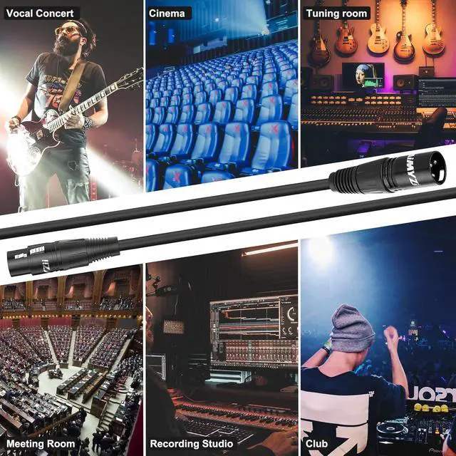 Alt view image 6 of 7 - XLR Cable Microphone Cable 100 Feet 2 Pack Premium Balanced Mic Cable Pure Copper Conductors Male to Female 3 Pin XLR Microphone Cable