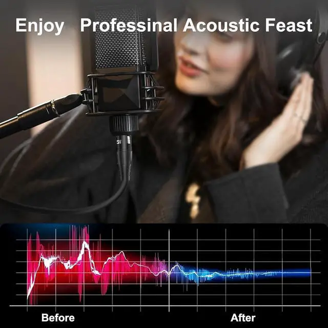 Alt view image 5 of 7 - XLR Cable Microphone Cable 100 Feet 2 Pack Premium Balanced Mic Cable Pure Copper Conductors Male to Female 3 Pin XLR Microphone Cable