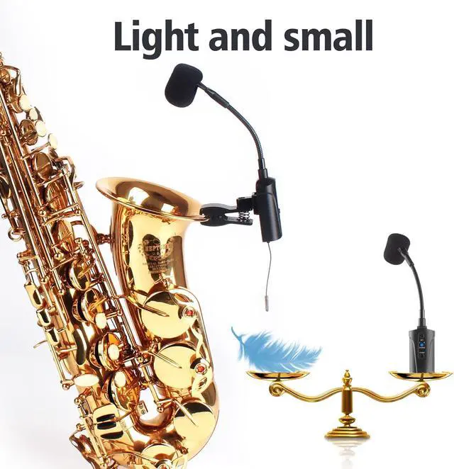 Alt view image 5 of 6 - Double Microphone for Saxophone Q2/ST-5 Wireless Sax Microphone Instrument UHF Condenser Pick Up Clip-on Mic Receiver and 2 Transmitter System for Saxophone French Horn Trumpet Trumbone