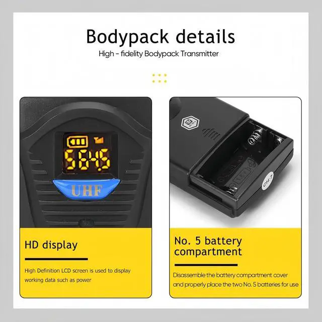 Alt view image 3 of 7 - W IN-MIX UHF Wireless Microphones System with 4 Cordless Handheld and 4 Headset/Lavalier Lapel Mics, Bodypack Transmitter, Receiver, 165ft Range for Singing Karaoke Church Party