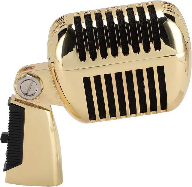 Alt view image 7 of 7 - Classic Retro Microphone, Vintage Dynamic Microphone, Zinc Alloy Self Tensioning Rotating Rack, Unidirectional Cardioid Mic, Universal Stand Compatible (Golden)