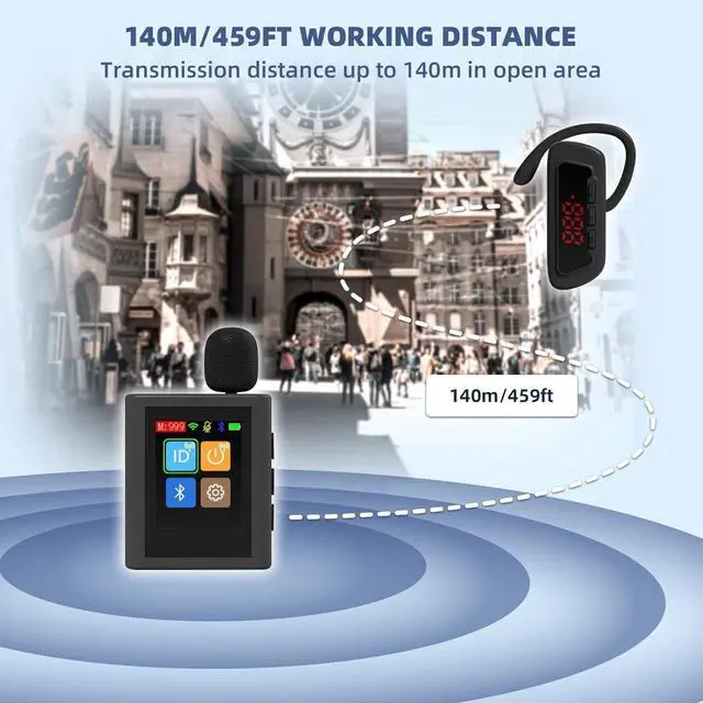 Alt view image 4 of 7 - Wireless Tour Guide System, 140m Range, Clear Sound Quality, Voice Audio Transmission for Factory School Training Teaching Church(1 Transmitter & 10 Receivers)