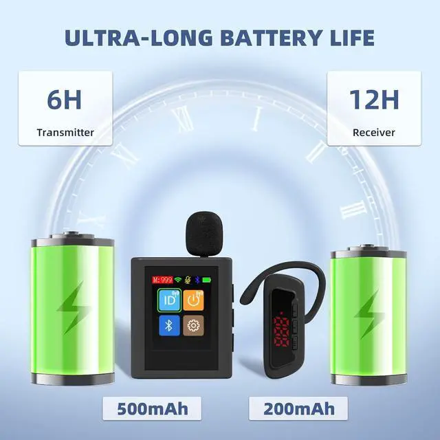Alt view image 7 of 7 - Wireless Tour Guide System, 140m Range, Clear Sound Quality, Voice Audio Transmission for Factory School Training Teaching Church(1 Transmitter & 10 Receivers)