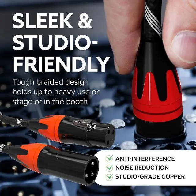 Alt view image 5 of 7 - XLR Cables  6-Pack 10ft Professional Microphone Cables with Multicolored Tips  Hi-Fi Sound  3-Pin Male to Female XLR Microphone Cable Set  Oxygen-Free Copper Wiring - Durable Braided Jacket