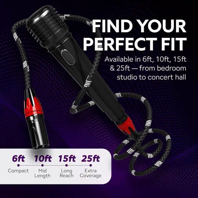 Alt view image 6 of 7 - XLR Cables  6-Pack 10ft Professional Microphone Cables with Multicolored Tips  Hi-Fi Sound  3-Pin Male to Female XLR Microphone Cable Set  Oxygen-Free Copper Wiring - Durable Braided Jacket