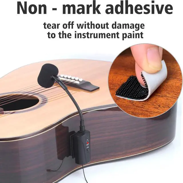 Alt view image 4 of 6 - Double Microphone for Guitar Q2/AT-5G Guitar Microphone Wireless UHF Mic Instrument Condenser Pick Up Receiver and 2 Transmitter System for Classical and Acoustic Guitar