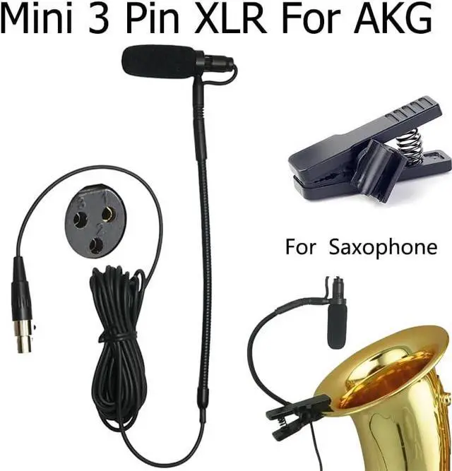 Alt view image 5 of 6 - IM80-SA Musical Instrument Microphone for Saxophone Condenser Gooseneck Mike for AKG Wireless Microphone Transmitter with Saxophone Clip