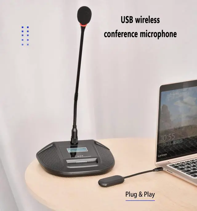 Alt view image 4 of 6 - Wireless Gooseneck Microphone for Desktop Conferencing,USB Receiver Distance up to 132 Feet,Plug-and-Play,Compatible with a Variety of System Software,Suitable for Skype,YouTube,Streaming