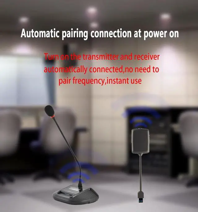 Alt view image 5 of 6 - Wireless Gooseneck Microphone for Desktop Conferencing,USB Receiver Distance up to 132 Feet,Plug-and-Play,Compatible with a Variety of System Software,Suitable for Skype,YouTube,Streaming