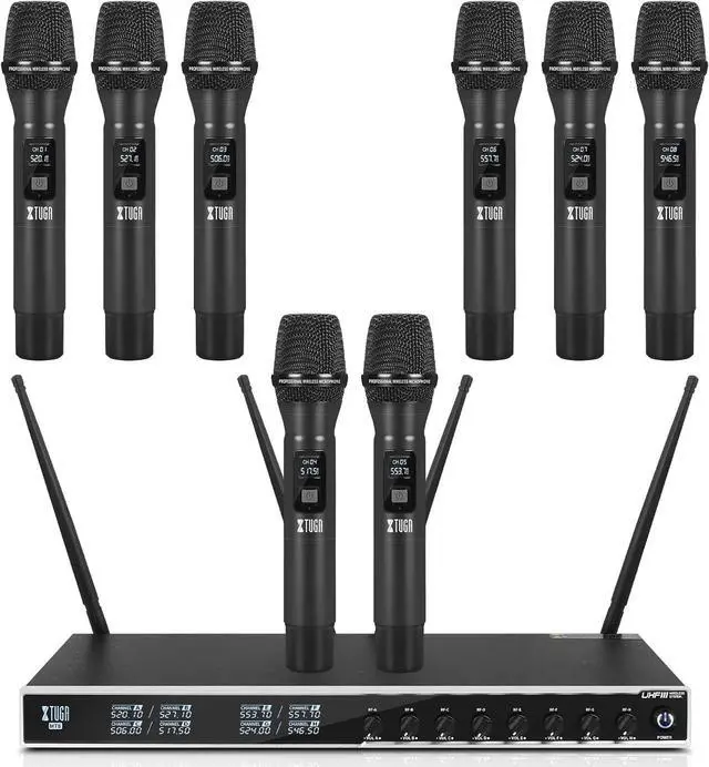 Main image of XTUGA MT8 UHF 8 Channel Wireless Microphone System, 230ft Range, 8 Handheld Wireless Mic Dynamic for Singing, Karaoke, Church, Wedding, Fixed Frequencies
