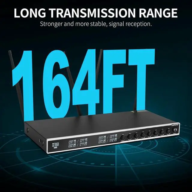 Alt view image 4 of 7 - XTUGA MT8 UHF 8 Channel Wireless Microphone System, 230ft Range, 8 Handheld Wireless Mic Dynamic for Singing, Karaoke, Church, Wedding, Fixed Frequencies