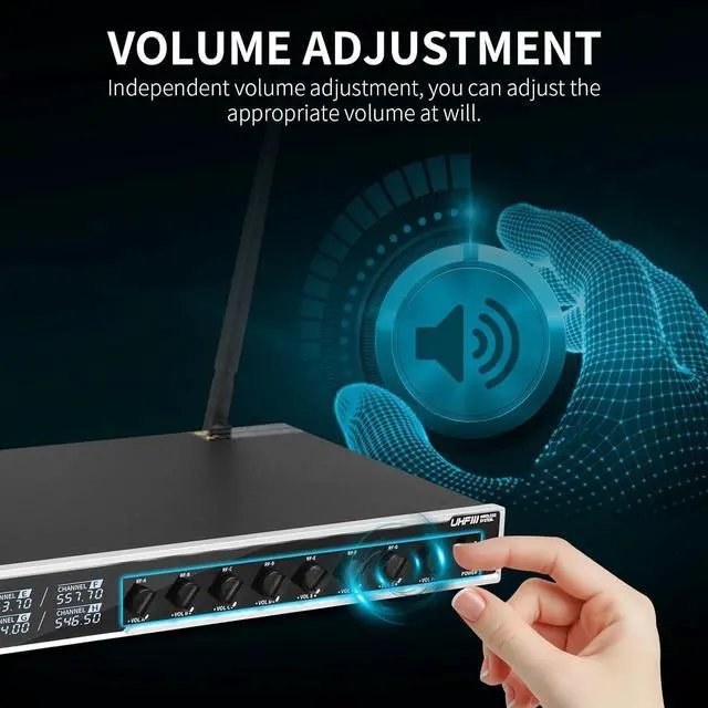 Alt view image 5 of 7 - XTUGA MT8 UHF 8 Channel Wireless Microphone System, 230ft Range, 8 Handheld Wireless Mic Dynamic for Singing, Karaoke, Church, Wedding, Fixed Frequencies