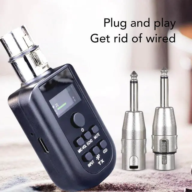 Alt view image 3 of 7 - Microphone System, 2.4GHz XLR Transmitter and Receiver, USB C Rechargeable Microphone System for Dynamic Microphone Guitar Audio Mixer PA System