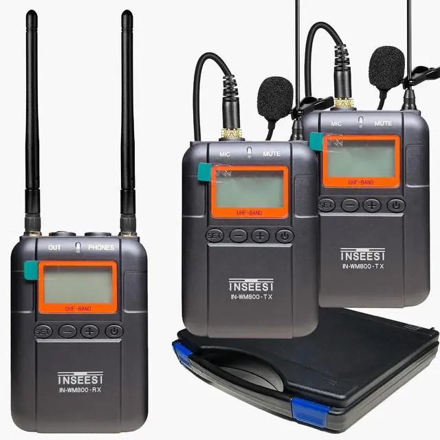 Main image of Professionai Wireless Video Recording Microphone with 1 Receiver, 2 Transmitters, and 2 Lapel Microphones Compatible Smartphones,DSLR,and Video Cameras