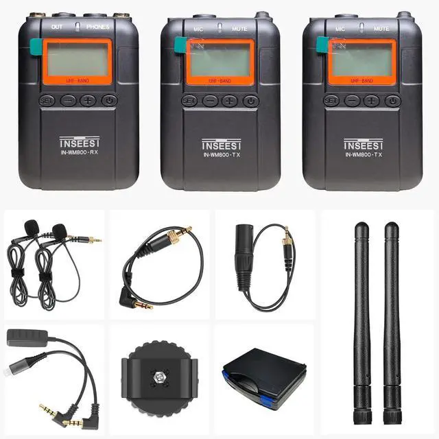 Alt view image 2 of 4 - Professionai Wireless Video Recording Microphone with 1 Receiver, 2 Transmitters, and 2 Lapel Microphones Compatible Smartphones,DSLR,and Video Cameras