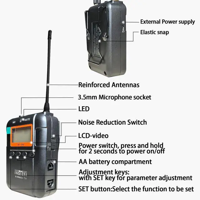 Alt view image 4 of 4 - Professionai Wireless Video Recording Microphone with 1 Receiver, 2 Transmitters, and 2 Lapel Microphones Compatible Smartphones,DSLR,and Video Cameras