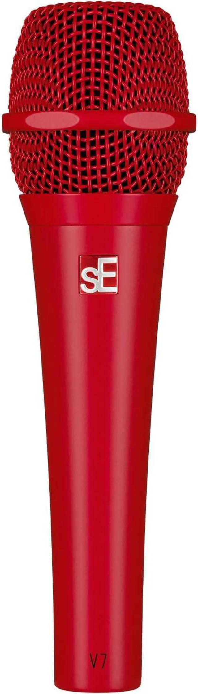 Alt view image 4 of 4 - sE Electronics V7 Supercardioid Dynamic Handheld Vocal Microphone - Red with Tripod Microphone Stand and XLR Cable