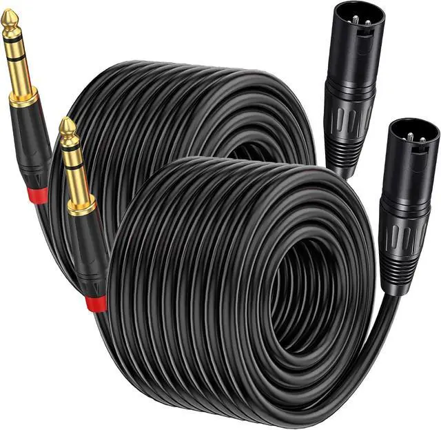 Main image of XLR to 1/4 TRS Stereo Adapter, 6.35mm Dual Channel to 3-pin Male, XLR to 1/4 Balanced Microphone Stereo Audio Converter AdapterCable 2Pack (100 FT)