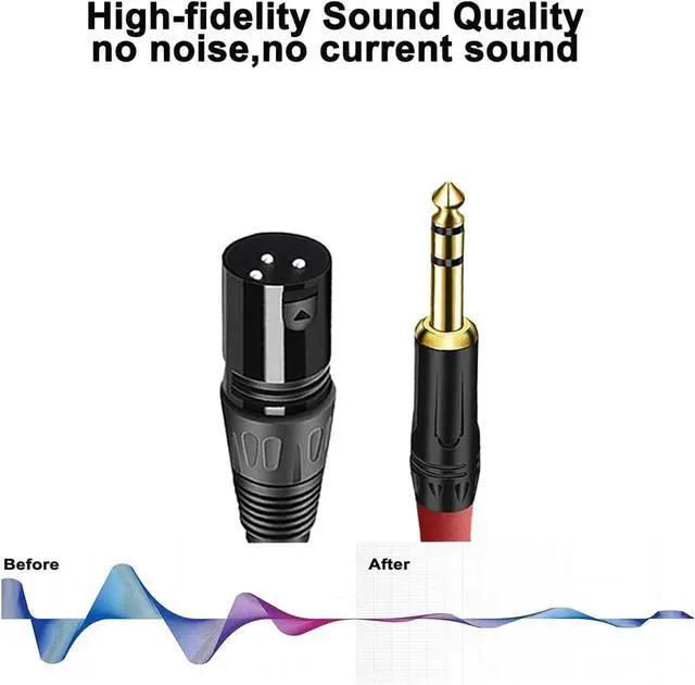 Alt view image 5 of 7 - XLR to 1/4 TRS Stereo Adapter, 6.35mm Dual Channel to 3-pin Male, XLR to 1/4 Balanced Microphone Stereo Audio Converter AdapterCable 2Pack (100 FT)