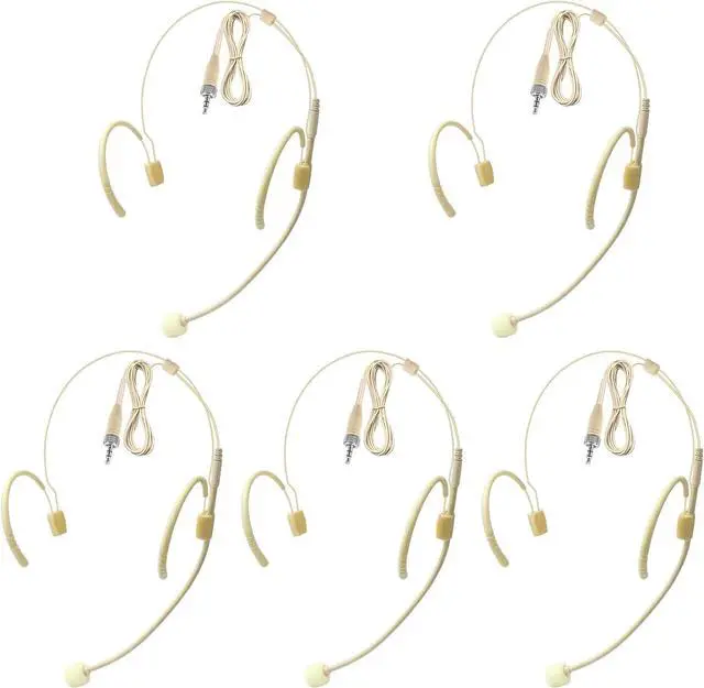 Main image of 5 Pack Headset Microphone Headworn Double Over Ear Earset Hanging Condenser Omnidirectional Mic for Sennheiser,3.5mm Female Screw Plug Conntctor Microphone Work for Lectures,Theater,Performances
