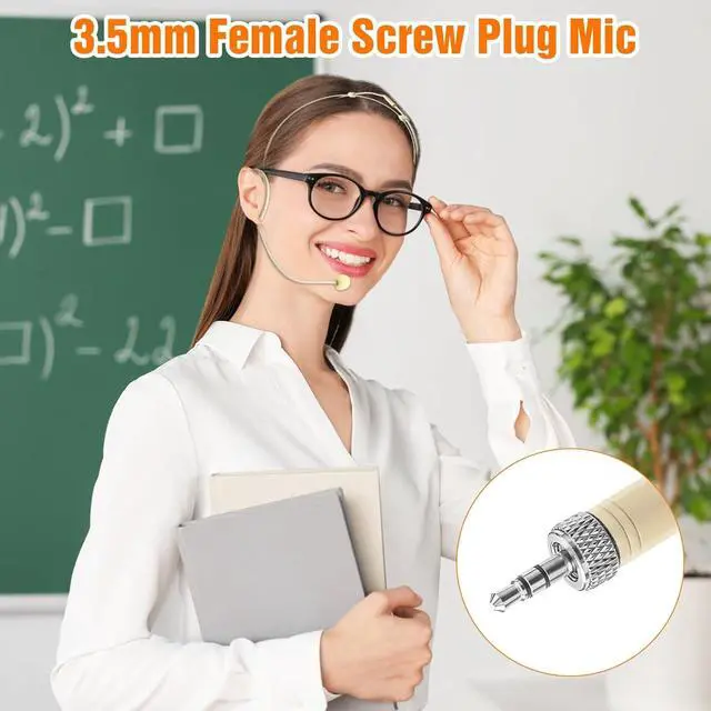 Alt view image 2 of 7 - 5 Pack Headset Microphone Headworn Double Over Ear Earset Hanging Condenser Omnidirectional Mic for Sennheiser,3.5mm Female Screw Plug Conntctor Microphone Work for Lectures,Theater,Performances