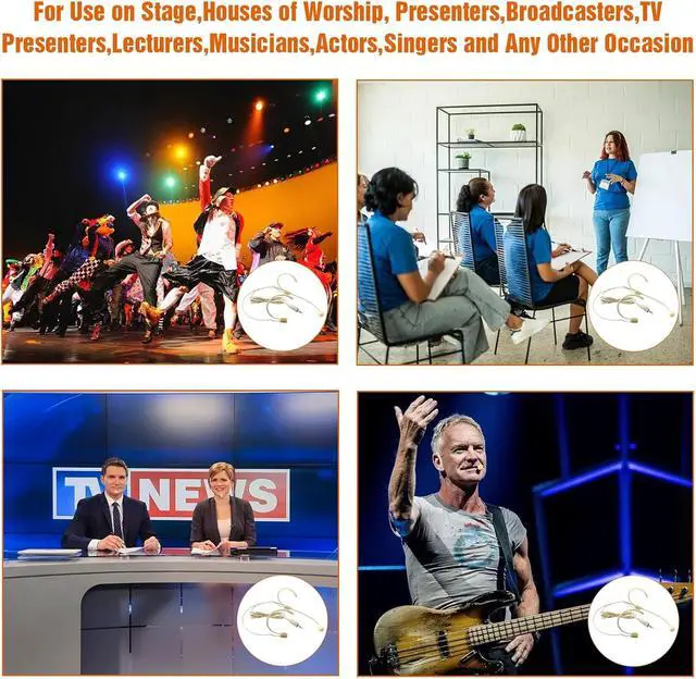 Alt view image 7 of 7 - 5 Pack Headset Microphone Headworn Double Over Ear Earset Hanging Condenser Omnidirectional Mic for Sennheiser,3.5mm Female Screw Plug Conntctor Microphone Work for Lectures,Theater,Performances