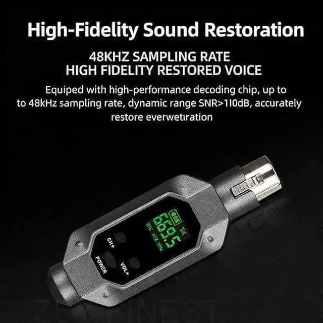 Alt view image 3 of 4 - Wireless XLR Transmitter and Receiver with Bluetooth Audio Receiver UHF Wireless Mic System with 8H Battery 165ft Range for Mics Mixers Speakers and Home Entertainment