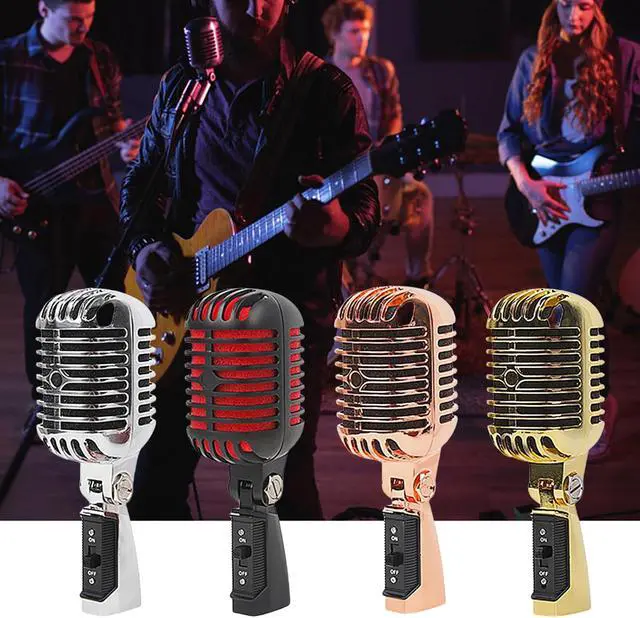 Alt view image 2 of 7 - Vintage Dynamic Vocal Microphone Antique Nostalgic Metal Appearance for Stage Performances and Singing