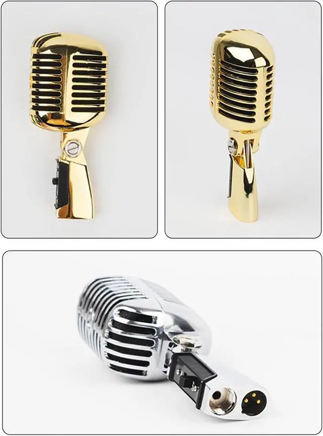 Alt view image 6 of 7 - Vintage Dynamic Vocal Microphone Antique Nostalgic Metal Appearance for Stage Performances and Singing