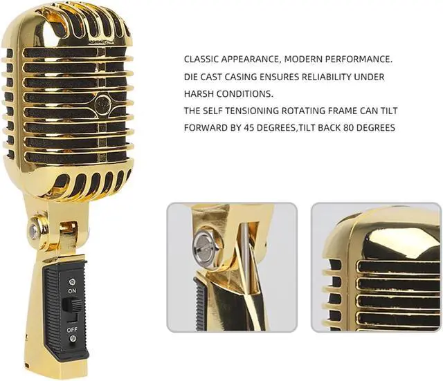 Alt view image 3 of 7 - Vintage Dynamic Vocal Microphone Antique Nostalgic Metal Appearance for Stage Performances and Singing