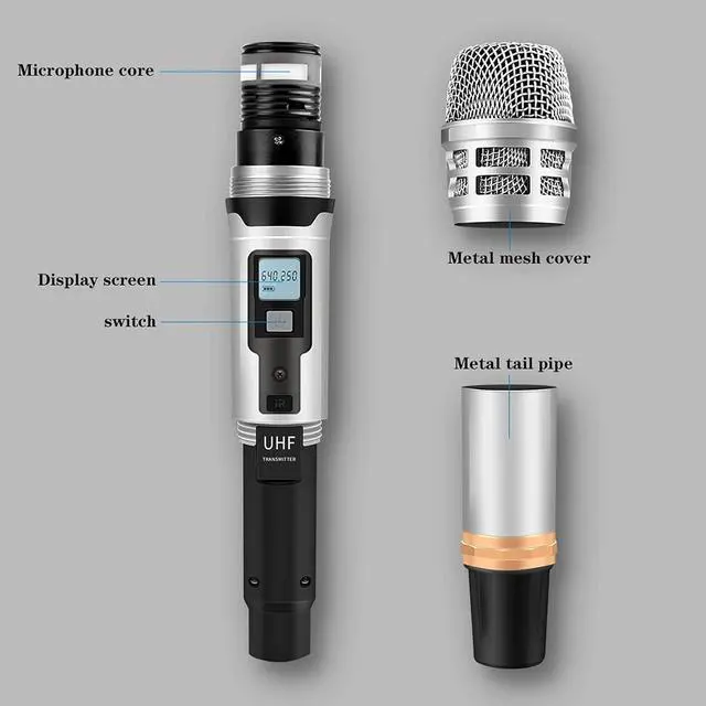 Alt view image 3 of 7 - Microphone Dual Wireless Microphones for Karaoke, Speech, Meeting, Party, Stage UHF Rechargeable Wireless Microphone System with Dual Antennas and LCD Display Handheld Microphone