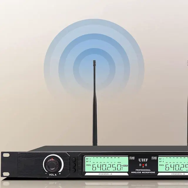 Alt view image 6 of 7 - Microphone Dual Wireless Microphones for Karaoke, Speech, Meeting, Party, Stage UHF Rechargeable Wireless Microphone System with Dual Antennas and LCD Display Handheld Microphone