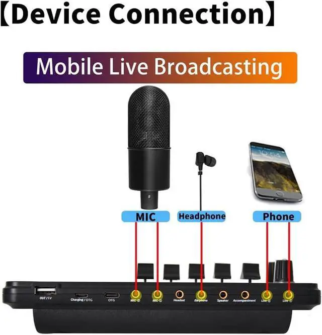 Alt view image 7 of 7 - Condenser Microphone Set Professional Studio Microphone Live Sound Card Wireless Adjustable Microphone (Blue V10xpro)
