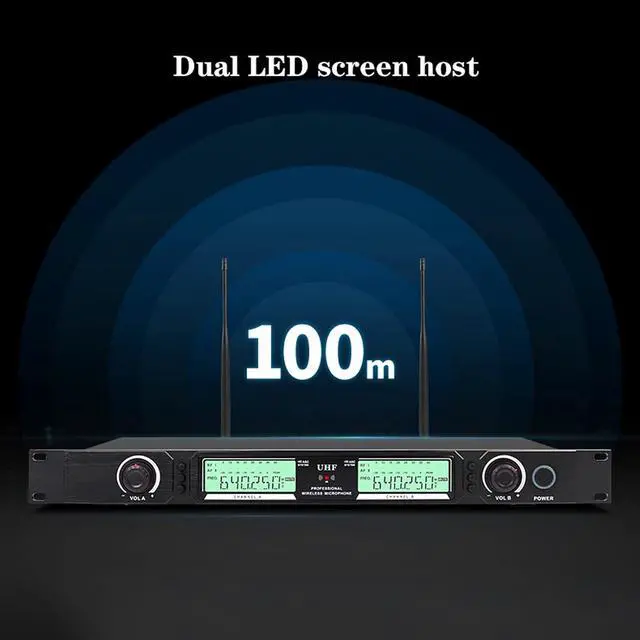 Alt view image 7 of 7 - Microphone Dual Wireless Microphones for Karaoke, Speech, Meeting, Party, Stage UHF Rechargeable Wireless Microphone System with Dual Antennas and LCD Display Handheld Microphone