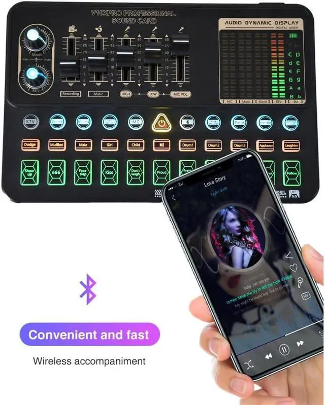 Alt view image 5 of 7 - Condenser Microphone Set Professional Studio Microphone Live Sound Card Wireless Adjustable Microphone (Blue V10xpro)