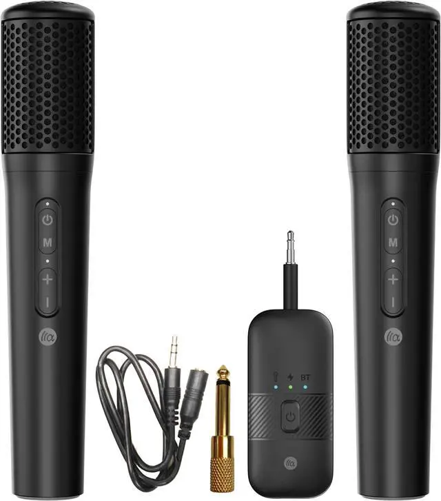 Main image of UHF Wireless Microphone System, Black Dual Handheld Microphones with Rechargeable Receiver, for Karaoke, Speech, Wedding, Church, PA System,Outdoor Events