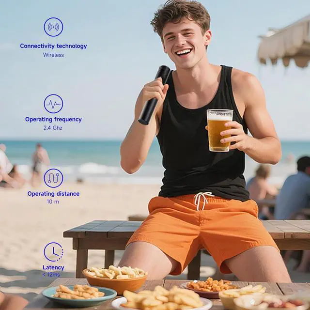 Alt view image 2 of 6 - UHF Wireless Microphone System, Black Dual Handheld Microphones with Rechargeable Receiver, for Karaoke, Speech, Wedding, Church, PA System,Outdoor Events