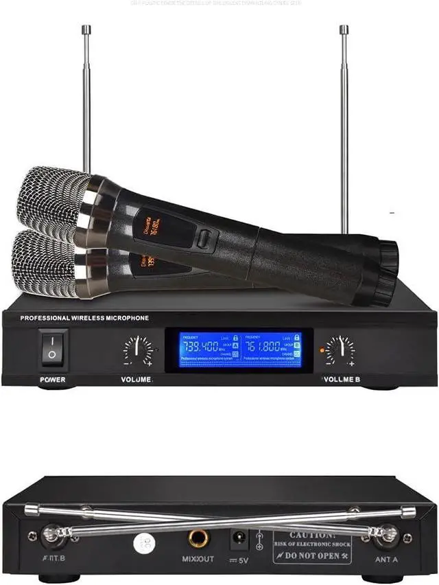 Alt view image 6 of 7 - Microphone UHF Rechargeable Wireless Microphone System Karaoke Microphone Wireless Mic with Receiver Box Professional Cardioid Dynamic Handheld Microphone Handheld Microphone
