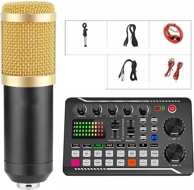 Main image of Sound Card Kit Podcast Microphone Sound Card Kit,Professional Studio Condenser Mic&F998 Live Sound Mixer Studio Setup for Recording Music (Sound Card and Mic)