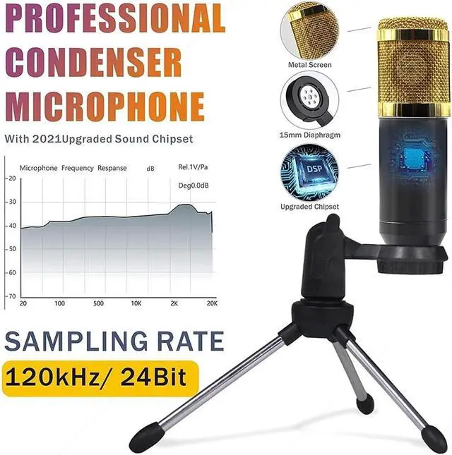Alt view image 3 of 7 - Sound Card Kit Podcast Microphone Sound Card Kit,Professional Studio Condenser Mic&F998 Live Sound Mixer Studio Setup for Recording Music (Sound Card and Mic)