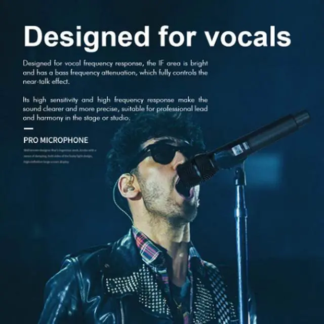 Alt view image 6 of 7 - Wireless Microphone, UHF Professional Handheld Dynamic Microphone System with 2 Mics and Receiver, Home KTV Sets for Karaoke, Meeting, Stage, Outdoor Events