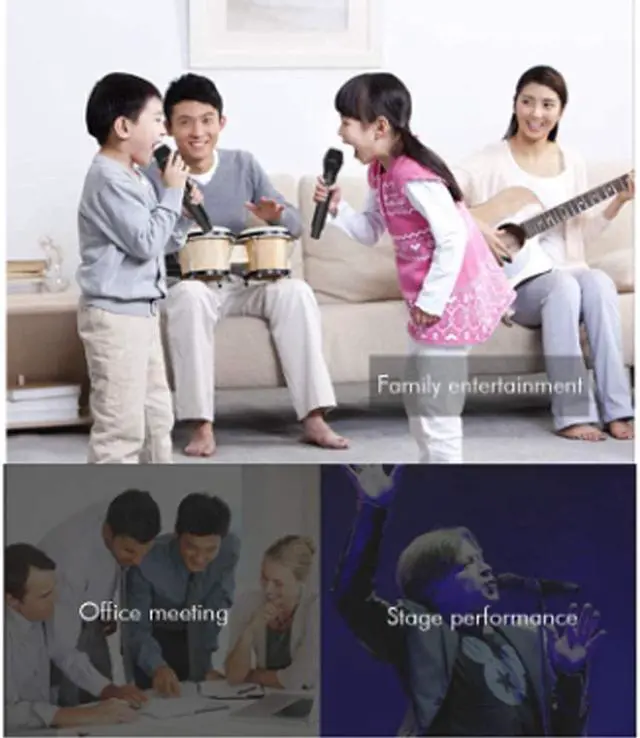 Alt view image 7 of 7 - Wireless Microphone, UHF Professional Handheld Dynamic Microphone System with 2 Mics and Receiver, Home KTV Sets for Karaoke, Meeting, Stage, Outdoor Events