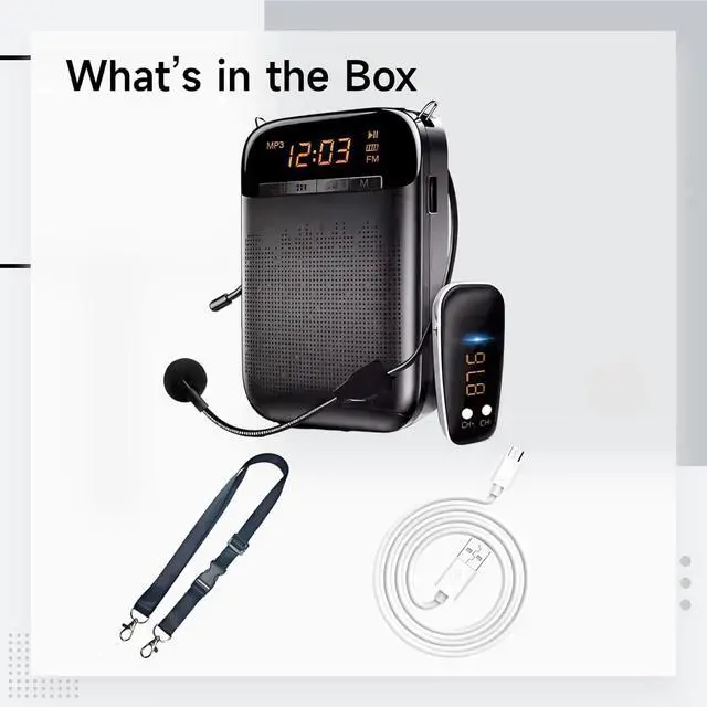 Alt view image 2 of 5 - Generic S588 Classroom Microphone, Wireless & Wired Voice Amplifier for Teachers, 5.0, 12-Hour Battery, 1000 Sq. Ft. Coverage, Portable, Black & Gold Options